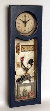 COUNTRY ROOSTER WALL CLOCK: COUNTRY ROOSTER WALL CLOCK - BATTERY OPERATED (BATTERIES NOT INCLUDED) - DIMENSIONS: 24" X 8.5" X 2"
