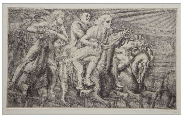 REGINALD MARSH ORIGINAL ETCHING "WOODEN HORSES": Reginald Marsh Original Etching "Wooden Horses" - Original Etching - One Of The Better Known Reginald Marsh Etchings, This Impression Is From The Edition Of 100, Issued By The Whitney Museum In 1969 -