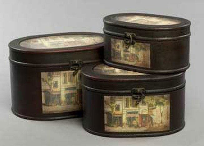 SET F 3 DECORATIVE BOXES: SET F 3 DECORATIVE BOXES - LG DIMENSION 8.5"H X 13"W X 9.5"D