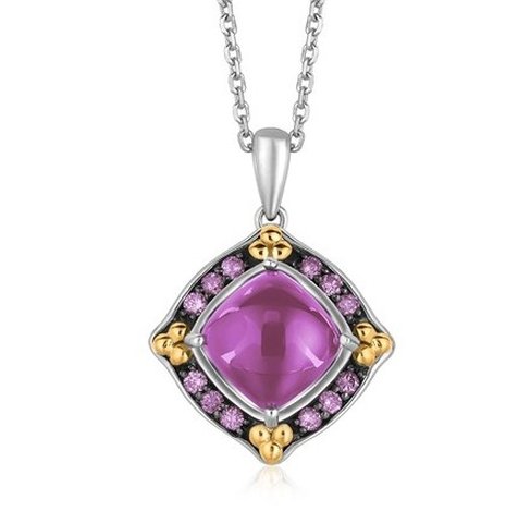 18KY GOLD & STERL NECKLACE W/ MULTI GEMSTONE PENDANT-: 18K YELLOW GOLD AND .925 STERLING SILVER NECKLACE WITH MULTI GEMSTONE PENDANT - THIS RING PENDANT EXUDES FABULOUS GRACE WITH ITS SPIRAL RIBBON LOOK AND 18K YELLOW GOLD ACCENTED DIAMOND BEDECKED BAIL -