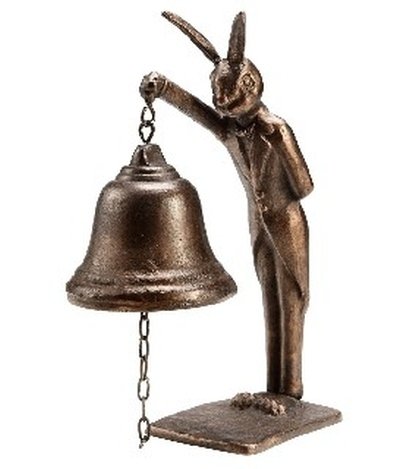 BUNNY BUTLER TABLE BELL: Bunny Butler Table Bell In Cast Iron. 10.5" X 8" X 4".