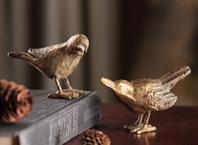 CAST IRON HUMMINGBIRD FIGURINES - PAIR: Bear Doorstop - 6" X 3.5" X 2" - Cast Iron