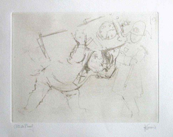 LEVINE HAND SIGNED ETCHING "A WEDDING GIFT": Jack Levine Hand Signed Etching "A Wedding Gift" Original Soft Ground Etching, Signed In Pencil And Annotated "Artist's Proof" - This Etching Was Executed In 1967 For The "Dreigroschen Film" Series, F