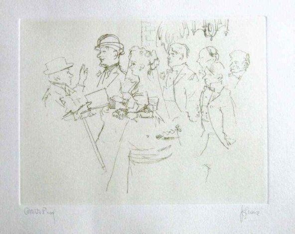 LEVINE HAND SIGNED ETCHING "THE WEDDING": Jack Levine Hand Signed Etching "The Wedding" - Original Soft Ground Etching, Signed In Pencil And Annotated "Artist's Proof" - This Etching Was Executed In 1967 For The "Dreigroschen Film" Series, Fo