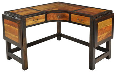 A Mid Century Modern Two Toned Oak Corner Desk With Fli May 23