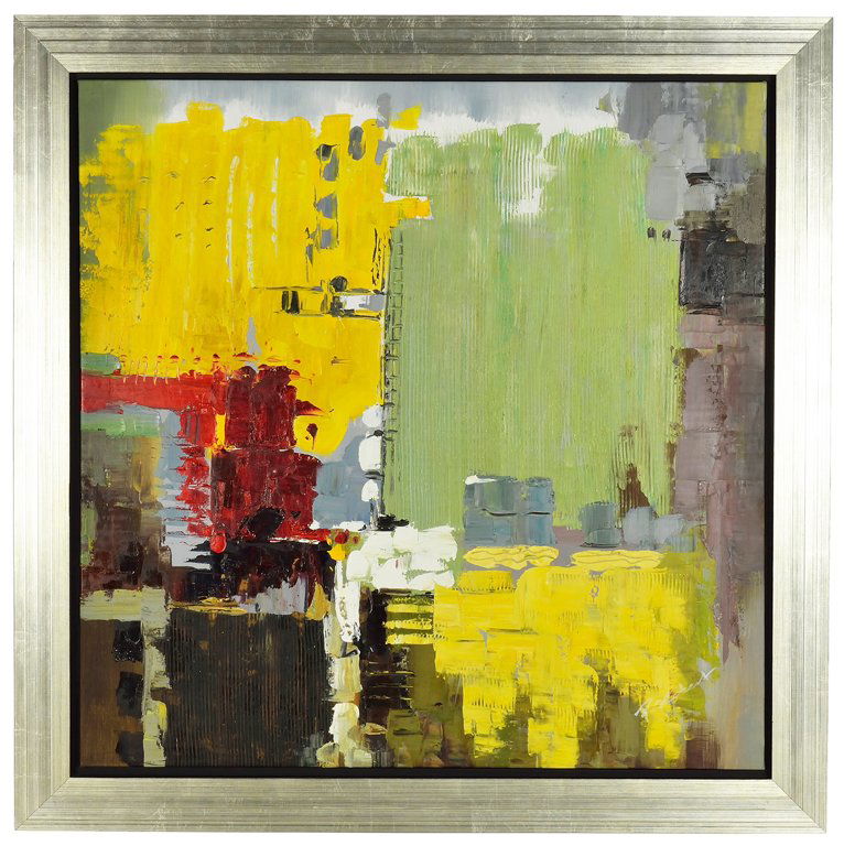 A SQUARE ABSTRACT EXPRESSIONIST OIL ON CANVAS SIGNED P.: A SQUARE ABSTRACT EXPRESSIONIST OIL ON CANVAS SIGNED P. ROBERT 20th Century Provenance: Houston Club A square abstract expressionist oil on canvas is signed ""P. Robert"" and framed attractively in a