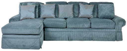 A Sea Blue Corduroy Sectional Sofa With Chaise