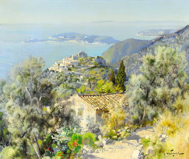 GABRIEL DESCHAMPS, (French, born 1947), Cote d'Azure,: GABRIEL DESCHAMPS (French, born 1947) Cote d'Azure Oil on canvas Signed lower right This lot will be sold without reserve 20¾ x 17½ inches (52.7 x 44.5 cm).
