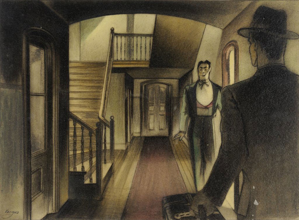 ALBERTO VARGAS, (American, 1896-1982), Untitled, Ink: ALBERTO VARGAS (American, 1896-1982) Untitled Ink and watercolor on paper Signed lower left At bottom right, some minor paper remmants appear to be present on surface of piece. In overall very good co