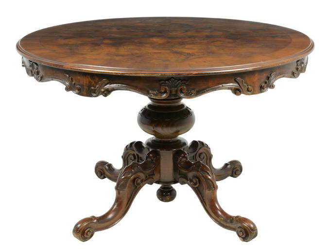 A VICTORIAN REVIVAL WALNUT ROUND PEDESTAL TABLE TABLE Dec 05, 2013