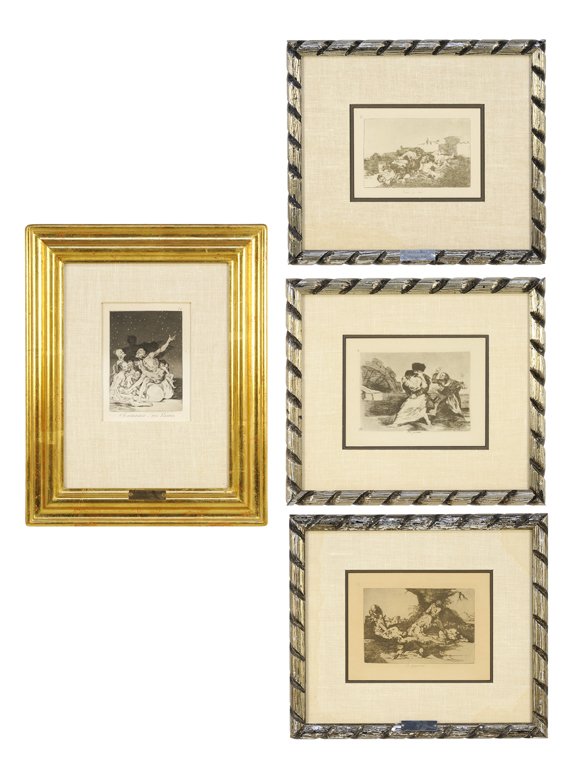 FRANCISCO JOSE DE GOYA Y LUCIENTES, (Spanish,: FRANCISCO JOSE DE GOYA Y LUCIENTES (Spanish, 1746-1828) Four etchings from Los Caprichos Late impressions Si Amanece; Nos Vamos Tanto y Mas No Quieren Se Aprovechan 5¼ x 7¾ inches