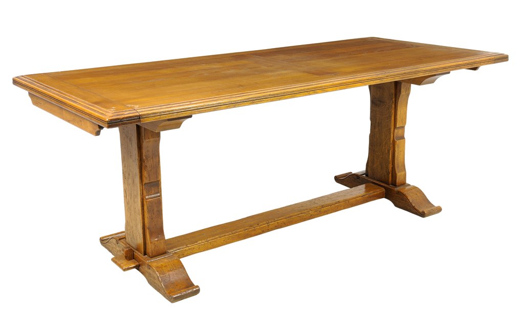 A FRENCH PROVINCIAL STYLE DROPLEAF TRESTLE TABLE