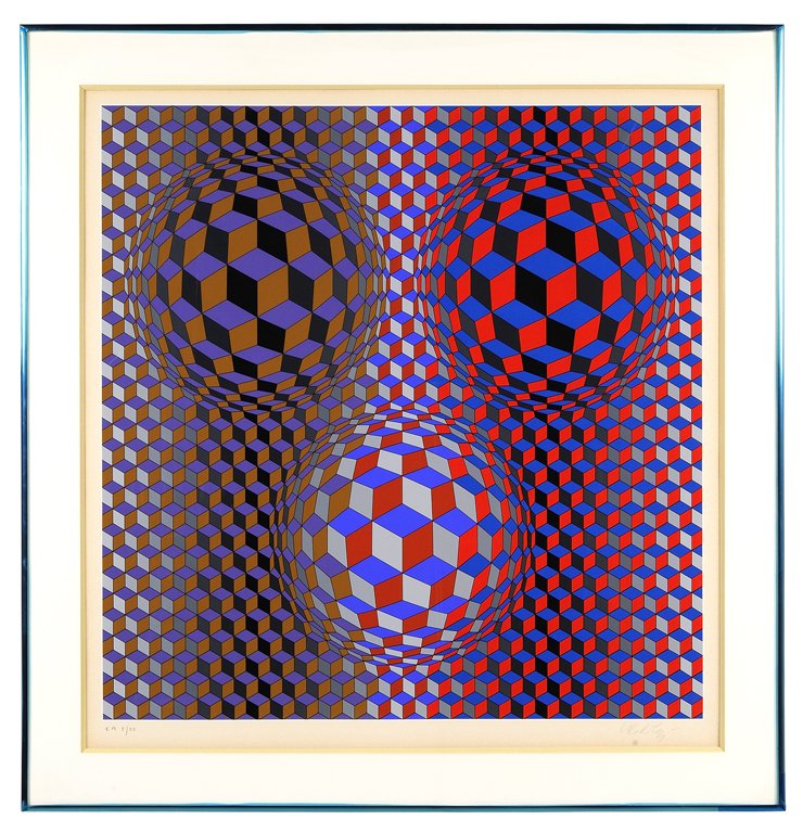 VICTOR VASARELY, (French/Hungarian, 1906-1997),: VICTOR VASARELY (French/Hungarian, 1906-1997) Untitled, circa 1979 Serigraph ed. EA 9/25 Signed lower right 27¼ x 26¾ inches