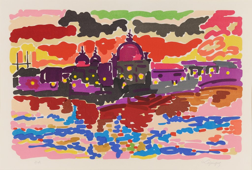 CHARLES LAPICQUE, (French, 1898-1988), L a Salut, 1955,: CHARLES LAPICQUE (French, 1898-1988) L a Salut, 1955 Lithograph ed. e. a. Signed lower right Balanci Catalogue Rais. #76 H 16½ x W 24½ inches