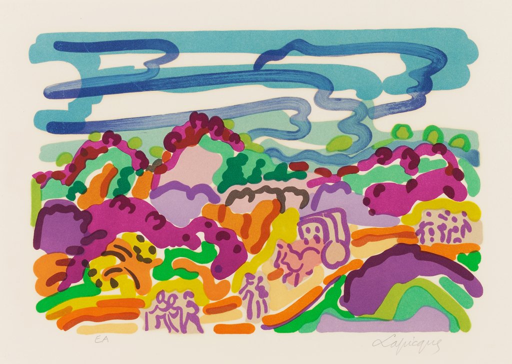 CHARLES LAPICQUE, (French, 1898-1988), Voyage en Chine,: CHARLES LAPICQUE (French, 1898-1988) Voyage en Chine, 1961 Lithograph ed. e.a. Signed lower right Balanci Catalogue Rais #170 H 11¼ x W 15¾ inches