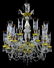 A BACCARAT STYLE EIGHTEEN-LIGHT CRYSTAL AND ENAMELED
