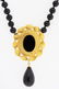 A GOLD TONE AND ONYX BEAD DESIGNER PENDANT NECKLACE - 2