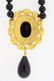 A GOLD TONE AND ONYX BEAD DESIGNER PENDANT NECKLACE - 3