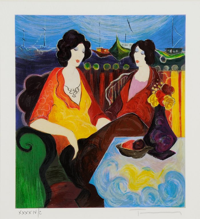 ITZCHAK TARKAY, (Israeli, born 1935), Peaceful Moments: ITZCHAK TARKAY (Israeli, born 1935) Peaceful Moments II Serigraph XXXXIV/C Signed lower right H 10¼ x W 9 inches.