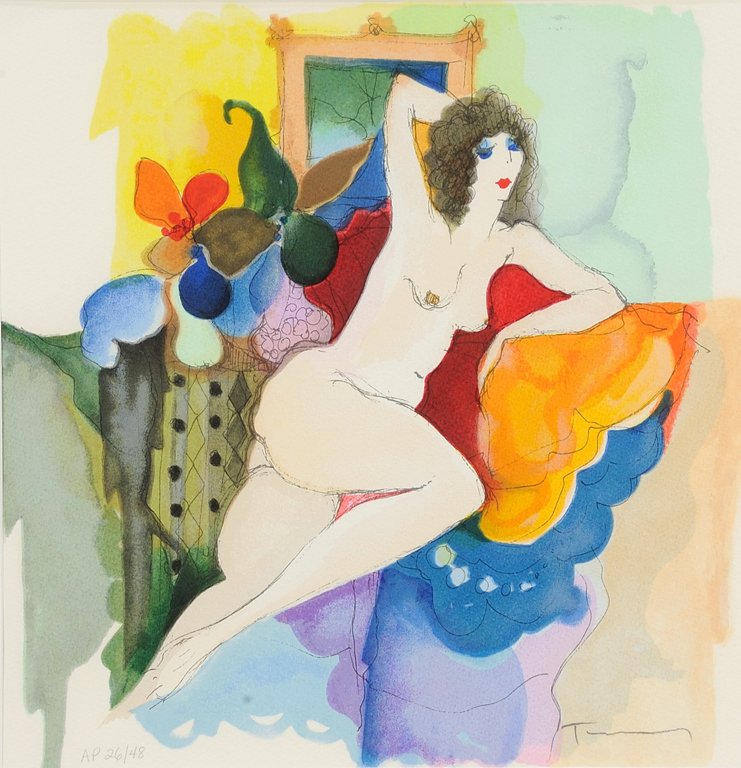 ITZCHAK TARKAY, (Israeli, born 1935), Amalie Reclining,: ITZCHAK TARKAY (Israeli, born 1935) Amalie Reclining, 1997 Serigraph AP 36/48 Signed lower right H 12¾ x W 12¼ inches.