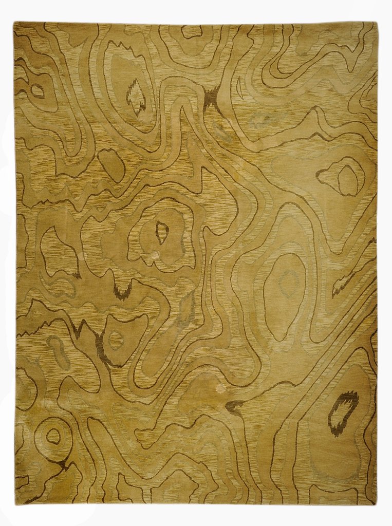 A CONTEMPORARY MARBLED NEPALESE RUG: A CONTEMPORARY MARBLED NEPALESE RUG Nepal, 20th Century Silk and Wool. Contemporary design. Brown and gold. 11ft 10in x 8ft 10in