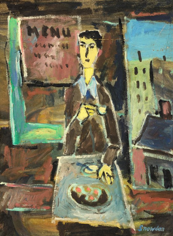 CHESTER DIXON SNOWDEN, (American, born 1900), Untitled,: CHESTER DIXON SNOWDEN (American, born 1900) Untitled, circa 1960 Oil on board Signed lower right Accompanied by a 1950's Henkel Galleries, Houston, biographical exhibition brochure. H 12 x W 16 inches