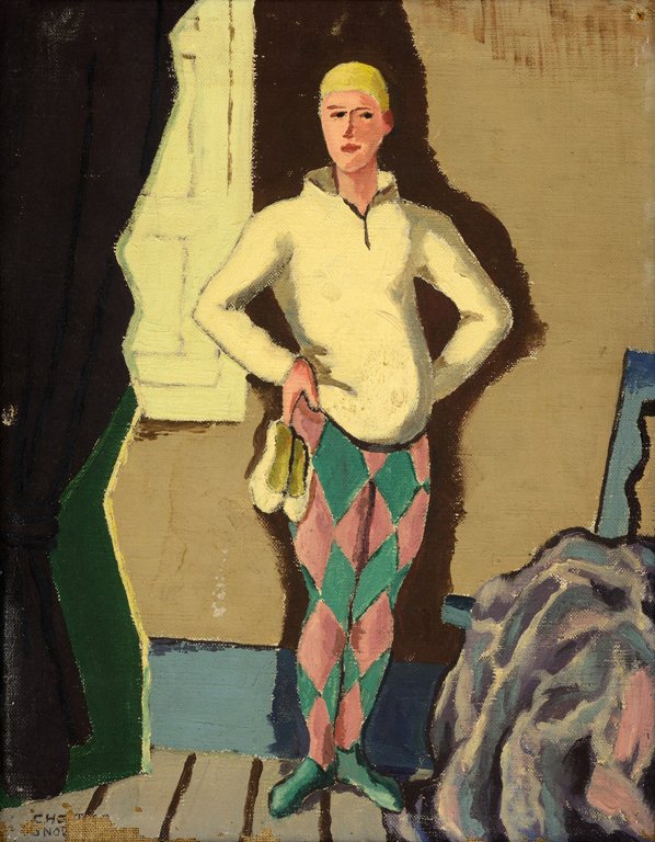 CHESTER DIXON SNOWDEN, (American, born 1900),: CHESTER DIXON SNOWDEN (American, born 1900) Harlequin, 1945 Oil on canvas Signed lower left H 11 x W 14 inches