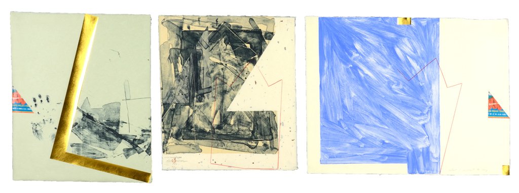 STEVEN SORMAN, (American, born 1948), What I Meant to: STEVEN SORMAN (American, born 1948) What I Meant to Say (Triptych), 1982 Lithograph ed. 5/18 Signed lower center H 84 x W 36 inches