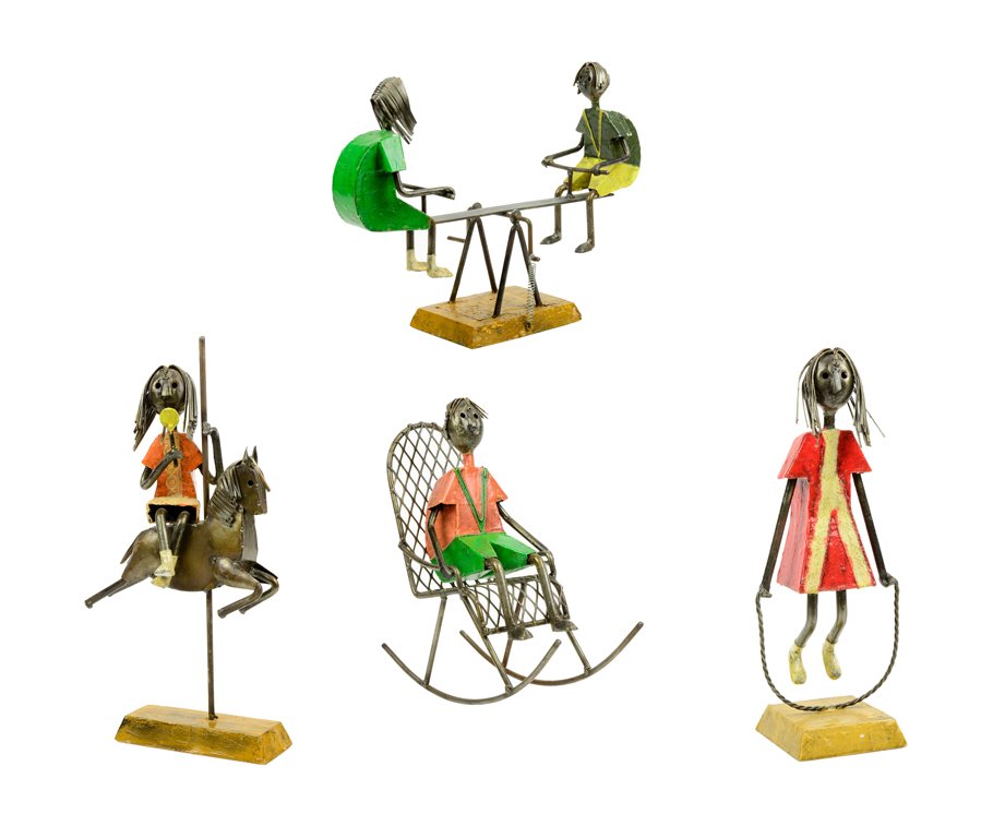 MANUEL FELGUEREZ, (Mexican, born 1938), A Group of: MANUEL FELGUEREZ (Mexican, born 1938) A Group of Figures Metal H 11 x W 15½ x D 6 inches.