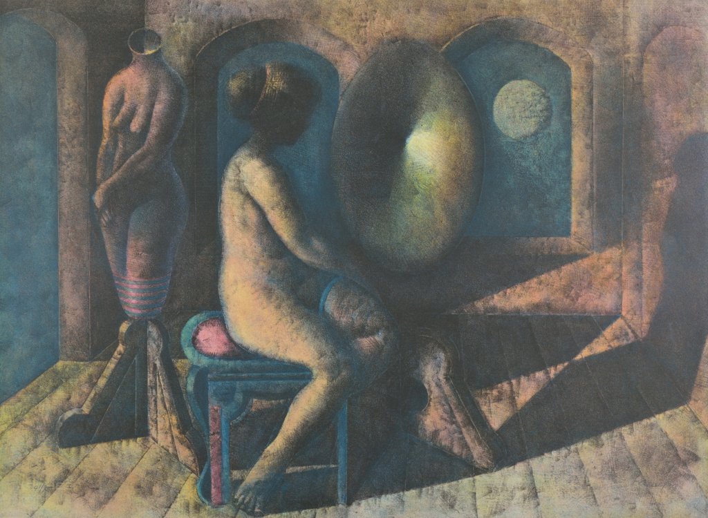 ARMANDO MORALES, (Nicaraguan, 1927-2011), Desnudo en: ARMANDO MORALES (Nicaraguan, 1927-2011) Desnudo en Frente de Espejo Concavo, 1980 Lithograph, 41/75 Signed and numbered lower right H 22 x W 30 inches.