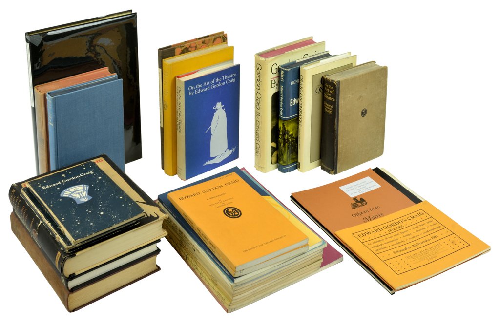 (THEATRE) CRAIG, EDWARD GORDON 30 pieces total: (THEATRE) CRAIG, EDWARD GORDON English Modernist actor, director and scene designer, (1872-1966) A collection of books by and about English Modernist actor, director and scene designer, Edward Gordon 