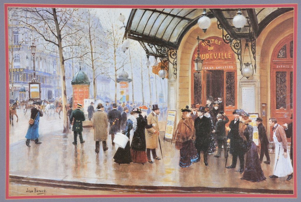 JEAN BERAUD, (French, 1849-1935), Theatre du: JEAN BERAUD (French, 1849-1935) Theatre du Vaudeville, 1889 Digital offset print Signed lower left H 16 x W 24 inches.