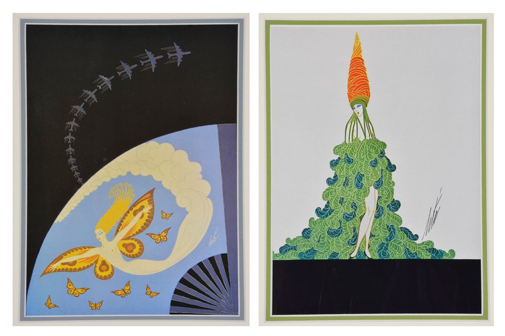 AFTER ERTÉ AKA ROMAIN DE TIRTOFF, (Russian / French,: AFTER ERTÉ AKA ROMAIN DE TIRTOFF (Russian / French, 1892- 990) Digital offset prints (two works) Signed in plates H 11 x W 7½ inches.