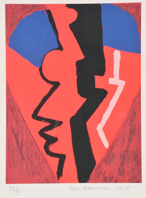 MAX ACKERMANN, (German, 1887-1975), Abstract, 1968,: MAX ACKERMANN (German, 1887-1975) Abstract, 1968 Silkscreen, ed. 32/68 Signed and dated lower right, numbered lower left H 10 x W 7½ inches.