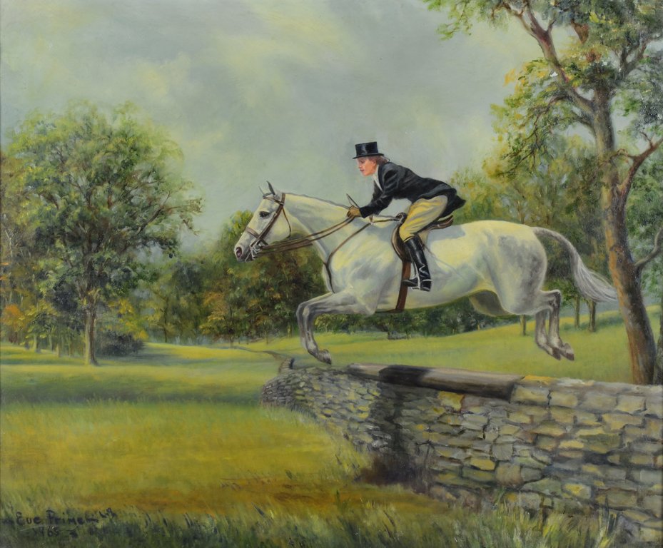 EVE PRIME FOUT, (American, 20th century), Equine: EVE PRIME FOUT (American, 20th century) Equine Painting, 1965 Oil on canvas Signed and dated lower left H 20½ x W 24¼ inches.