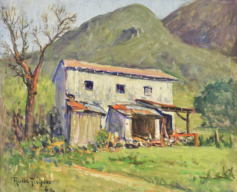 ROLLA SIMS TAYLOR, (American, 1872-1970), Landscape,: ROLLA SIMS TAYLOR (American, 1872-1970) Landscape, 1962 Oil on canvas board Signed and dated lower left H 11½ x W 14¾ inches. Provenance: Property from a Private Collection