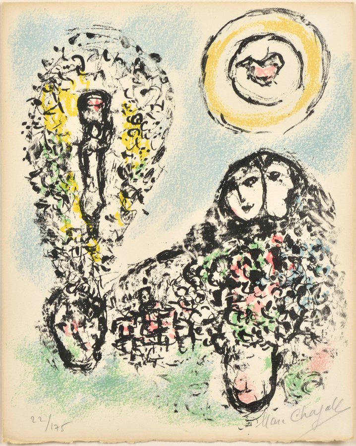 MARC CHAGALL, (Russian/French, 1887-1985), La Mise en: MARC CHAGALL (Russian/French, 1887-1985) La Mise en Mot, 1969 Lithograph, ed. 24/175 Signed lower right H 11 x W 8¾ inches.