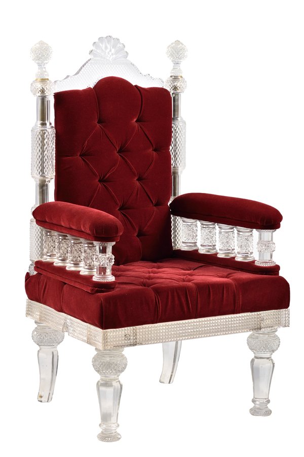 A VICTORIAN STYLE CUT GLASS ARMCHAIR, AFTER F. & C. (1 of 6)