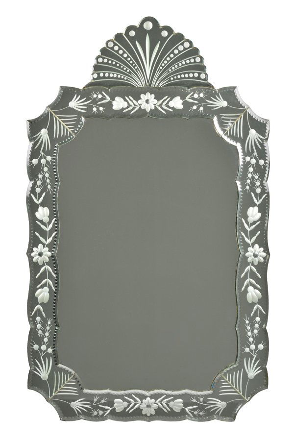 A VENETIAN STYLE ETCHED AND CUT GLASS MIRROR (1 of 5)