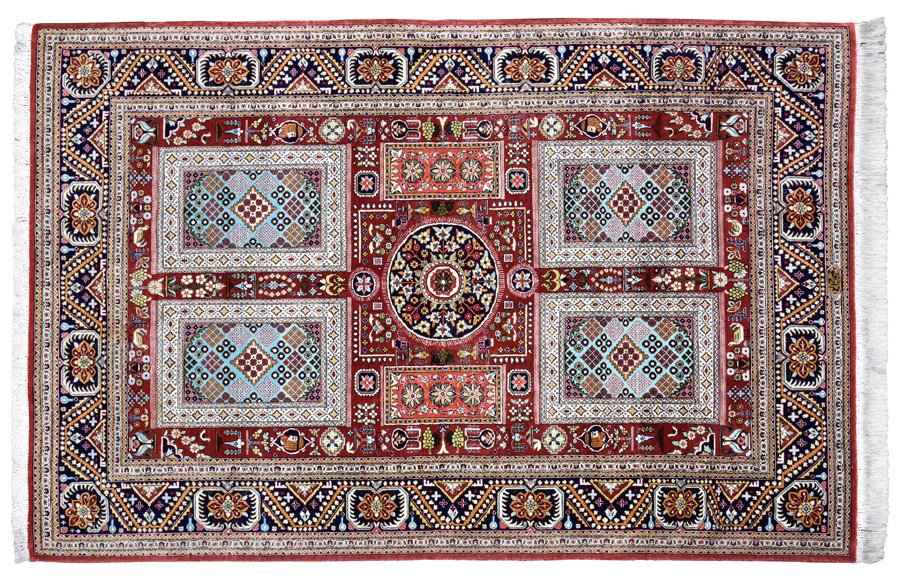 A PERSIAN QUM SILK RUG (1 of 3)