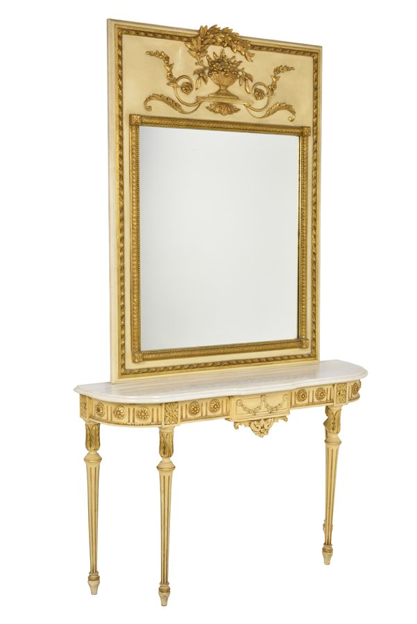 A FRENCH LOUIS XVI STYLE PAINTED AND PARCEL GILT (1 of 4)