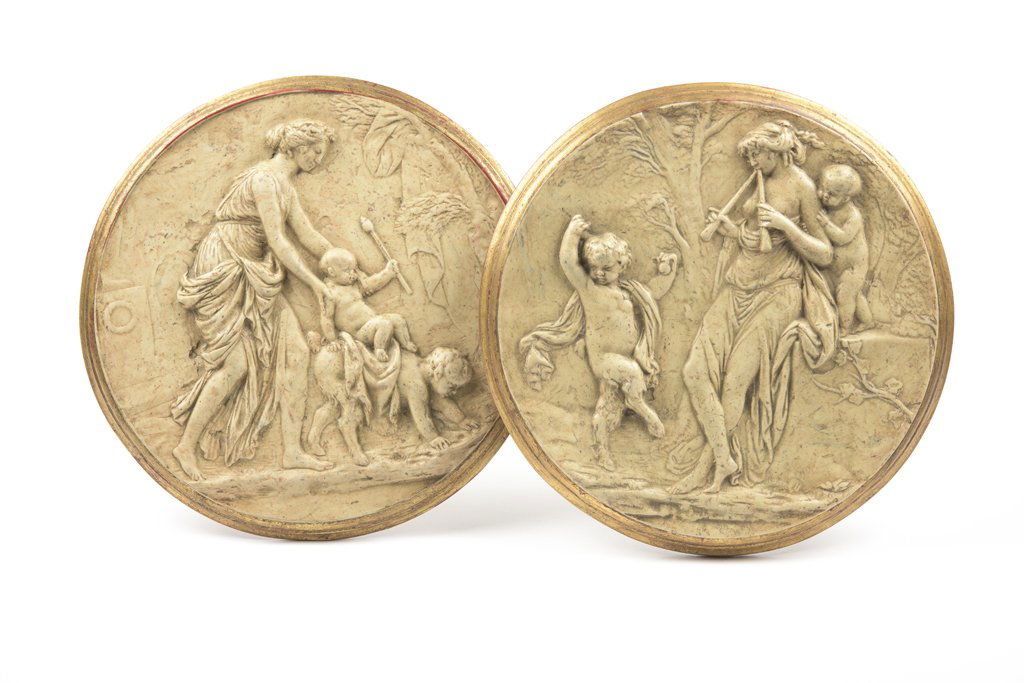 A PAIR OF CONTINENTAL STYLE PLAQUES (1 of 3)