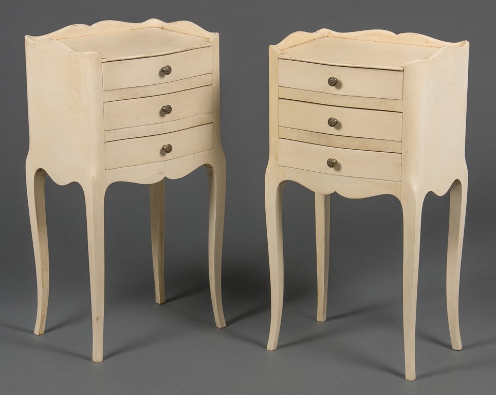 A PAIR OF FRENCH PAINTED BEDSIDE CABINETS (1 of 2)