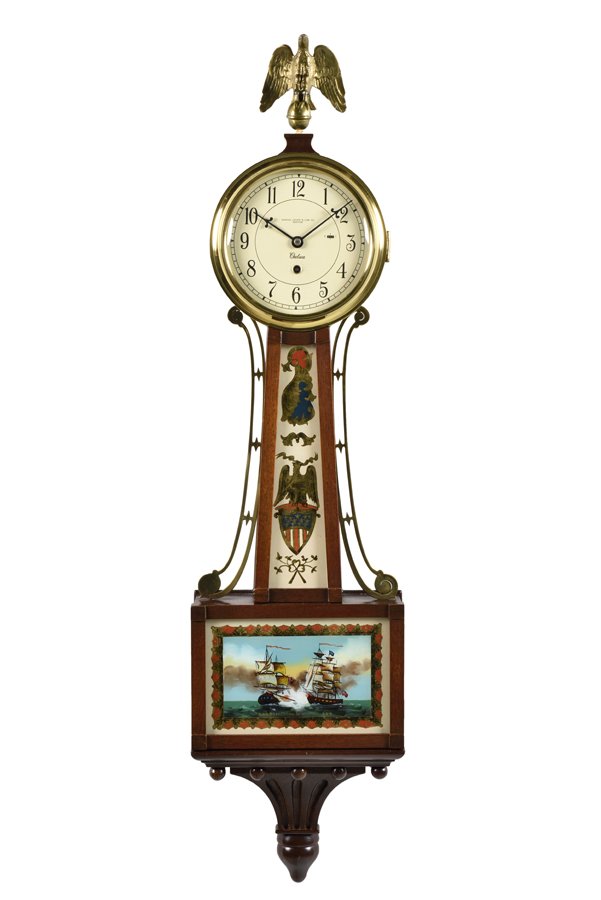 A CHELSEA MAHOGANY BANJO CLOCK, RETAILED BY SHREVE, (1 of 3)