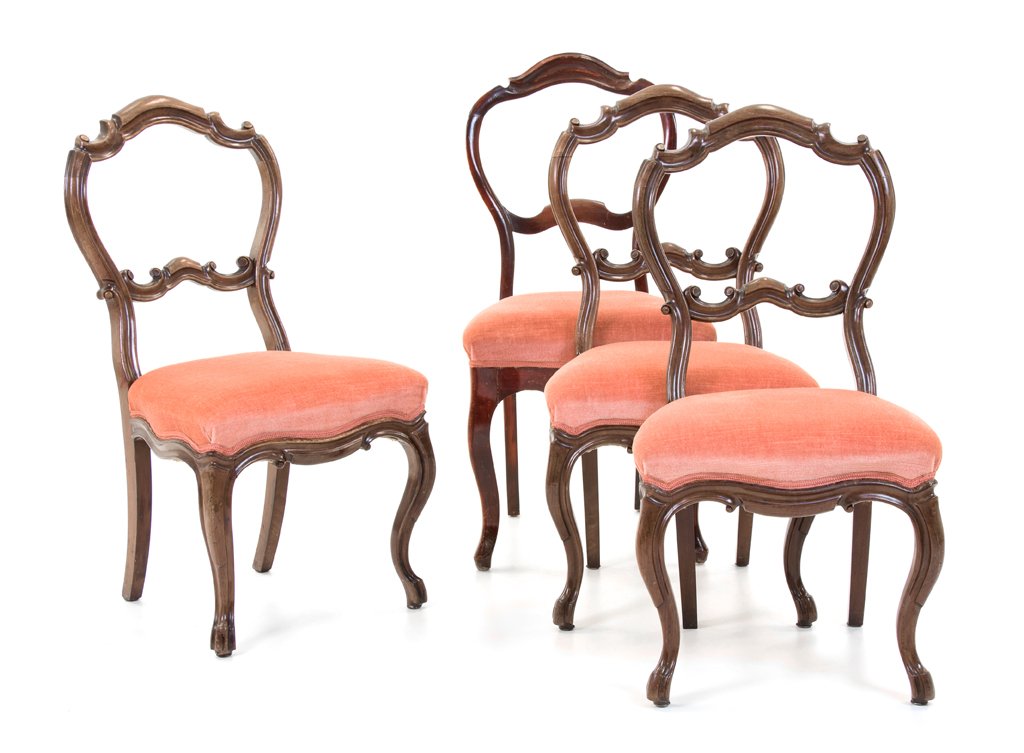 FOUR VICTORIAN STYLE BALLOON BACK CHAIRS (1 of 3)