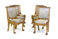 A MAGNIFICENT SET OF SIX REGENCY PERIOD CARVED GILTWOOD