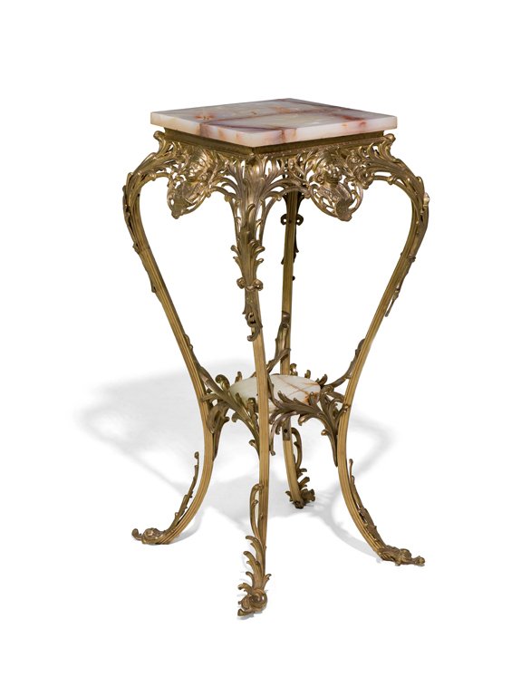 A VICTORIAN BRASS AND ONYX OCCASIONAL TABLE (1 of 4)