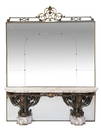 A FER FORGE WROUGHT IRON MARBLE TOP CONSOLE TABLE WITH