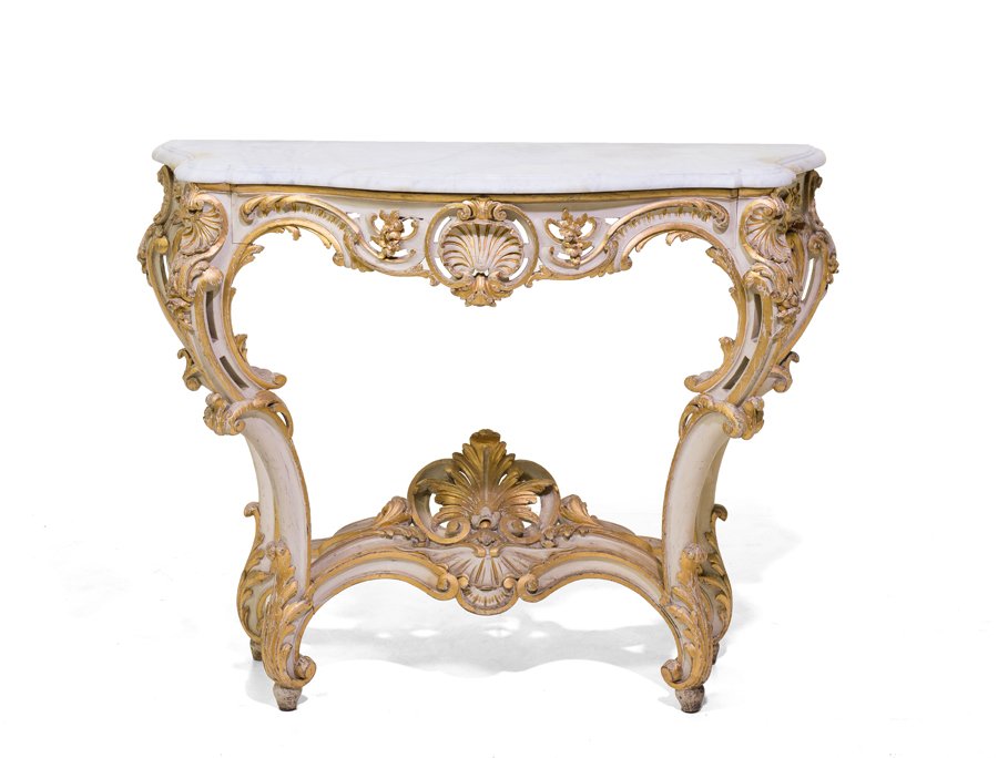 A LATE 19TH CENTURY LOUIS XV STYLE PARCEL GILT MARBLE (1 of 8)