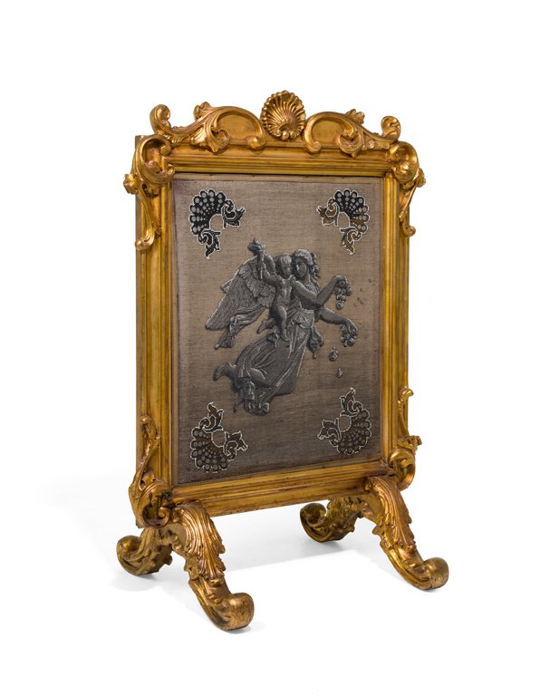 A LOUIS XV STYLE GILTWOOD EMBROIDERED FIRESCREEN (1 of 5)